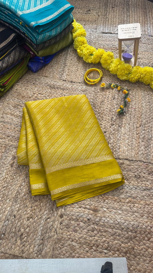 Brocade Sarees  with Contrast Blouse - Mustard and Black