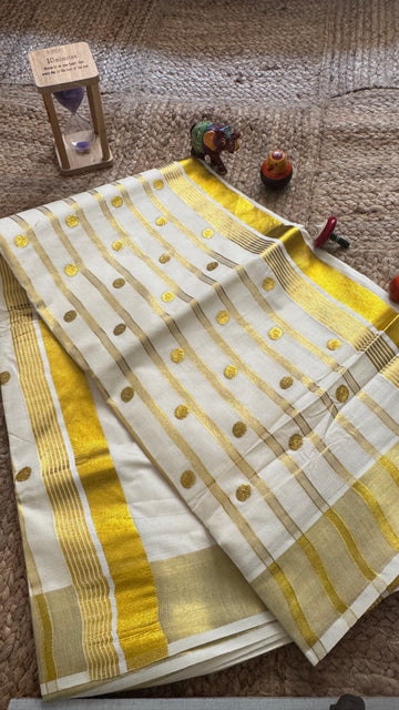 SIRI RADHA | Classic Kerala Kasavu with Gold Border