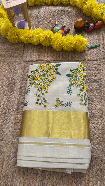 SIRI RADHA | Classic Kerala Kasavu with Gold Border