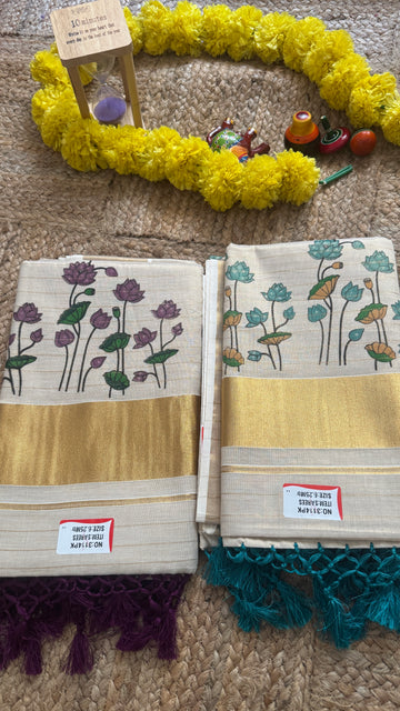 SIRI RADHA | Classic Kerala Kasavu with Gold Border