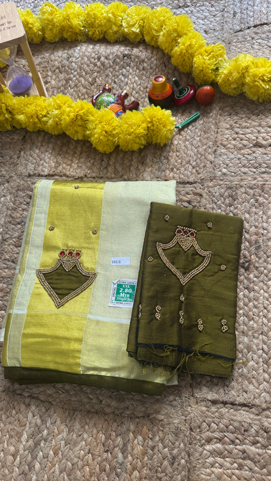 ONAM Special - Tissue Silk Saree9 with prints